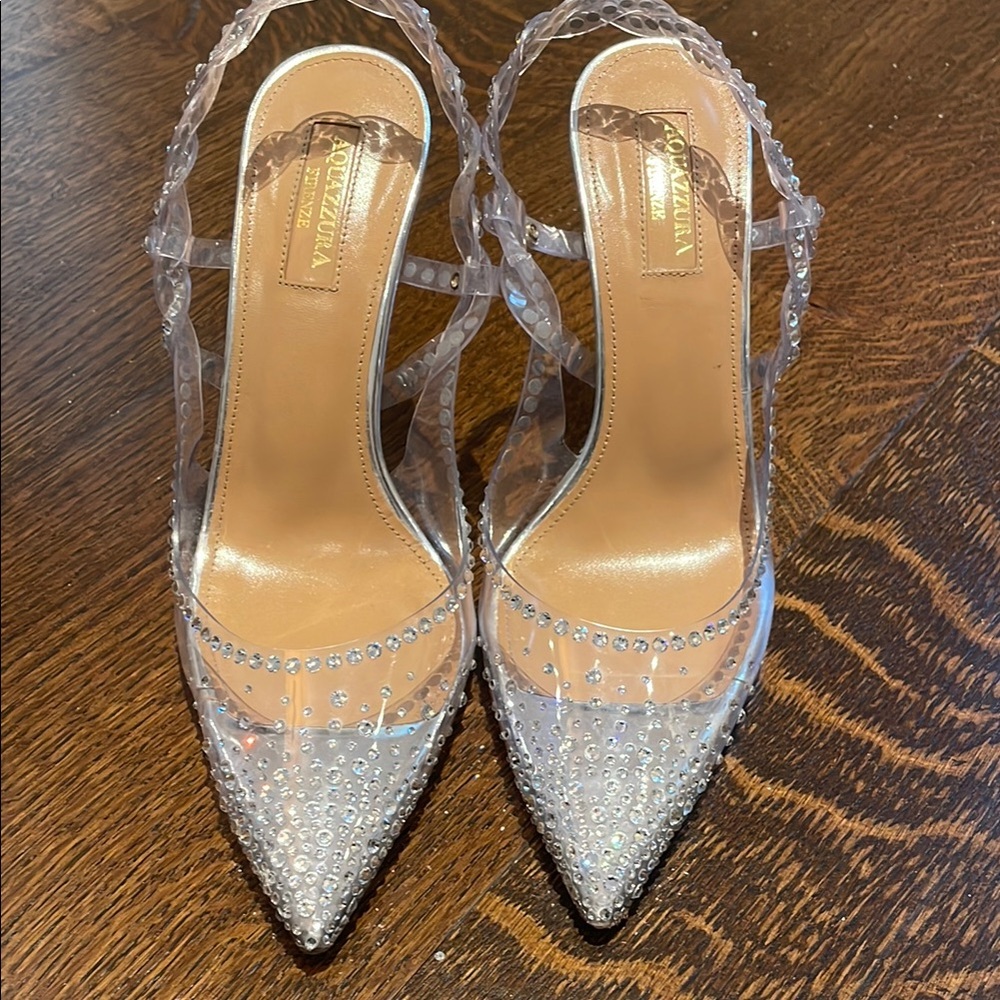 Aquazzura Women's Clear Crystal Embellished Heels
